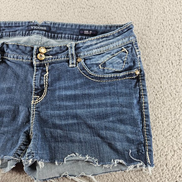Vigoss Shorts Womens 20 (38x2) Blue Denim Cut Offs Jorts Embroidered - Picture 4 of 16